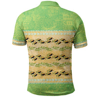 Hawaii Humuhumu Fish Maile Pikake Lei Polo Shirt Tribal Tapa Green Version