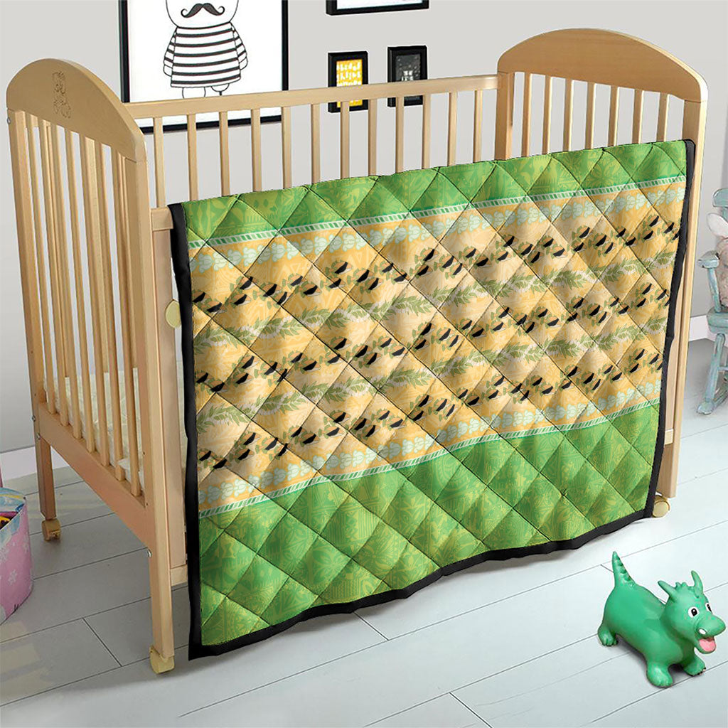 Hawaii Humuhumu Fish Maile Pikake Lei Quilt Tribal Tapa Green Version