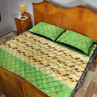 Hawaii Humuhumu Fish Maile Pikake Lei Quilt Bed Set Tribal Tapa Green Version