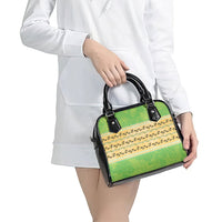 Hawaii Humuhumu Fish Maile Pikake Lei Shoulder Handbag Tribal Tapa Green Version