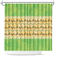 Hawaii Humuhumu Fish Maile Pikake Lei Shower Curtain Tribal Tapa Green Version