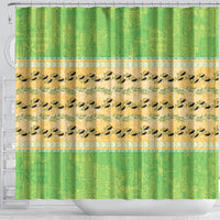 Hawaii Humuhumu Fish Maile Pikake Lei Shower Curtain Tribal Tapa Green Version