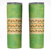 Hawaii Humuhumu Fish Maile Pikake Lei Skinny Tumbler Tribal Tapa Green Version