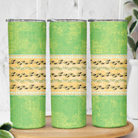 Hawaii Humuhumu Fish Maile Pikake Lei Skinny Tumbler Tribal Tapa Green Version