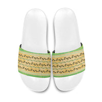 Hawaii Humuhumu Fish Maile Pikake Lei Slide Sandals Tribal Tapa Green Version