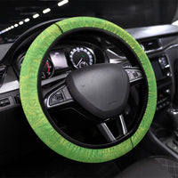 Hawaii Humuhumu Fish Maile Pikake Lei Steering Wheel Cover Tribal Tapa Green Version