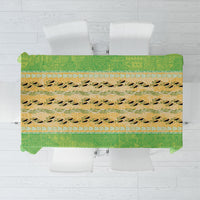 Hawaii Humuhumu Fish Maile Pikake Lei Tablecloth Tribal Tapa Green Version