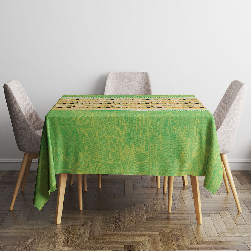 Hawaii Humuhumu Fish Maile Pikake Lei Tablecloth Tribal Tapa Green Version