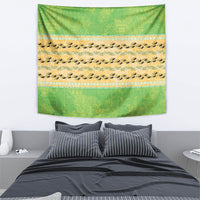 Hawaii Humuhumu Fish Maile Pikake Lei Tapestry Tribal Tapa Green Version