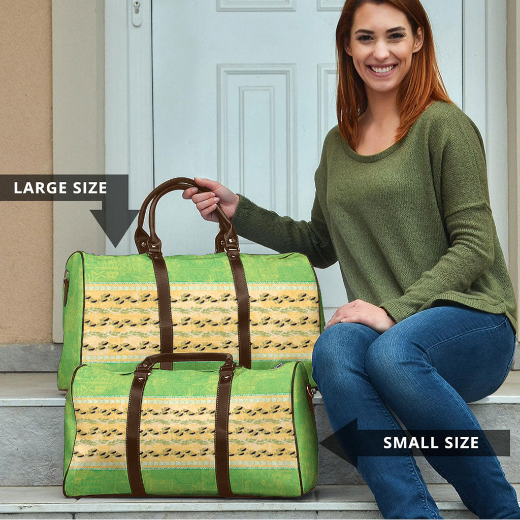 Hawaii Humuhumu Fish Maile Pikake Lei Travel Bag Tribal Tapa Green Version