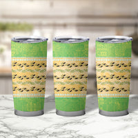 Hawaii Humuhumu Fish Maile Pikake Lei Tumbler Cup Tribal Tapa Green Version