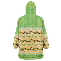 Hawaii Humuhumu Fish Maile Pikake Lei Wearable Blanket Hoodie Tribal Tapa Green Version