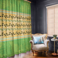 Hawaii Humuhumu Fish Maile Pikake Lei Window Curtain Tribal Tapa Green Version