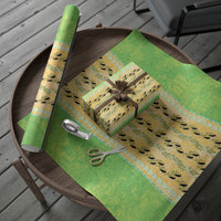 Hawaii Humuhumu Fish Maile Pikake Lei Wrapping Paper Tribal Tapa Green Version