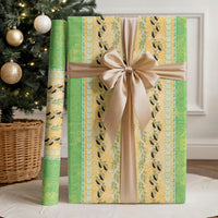 Hawaii Humuhumu Fish Maile Pikake Lei Wrapping Paper Tribal Tapa Green Version