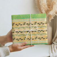 Hawaii Humuhumu Fish Maile Pikake Lei Wrapping Paper Tribal Tapa Green Version