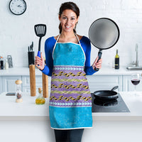 Hawaii Humuhumu Fish Maile Pikake Lei Apron Tribal Tapa Blue Version