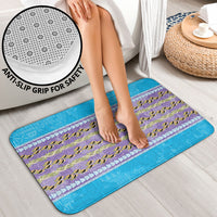 Hawaii Humuhumu Fish Maile Pikake Lei Bathroom Set Tribal Tapa Blue Version