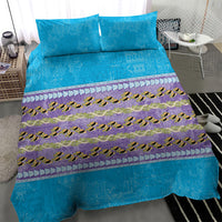 Hawaii Humuhumu Fish Maile Pikake Lei Bedding Set Tribal Tapa Blue Version