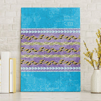 Hawaii Humuhumu Fish Maile Pikake Lei Canvas Wall Art Tribal Tapa Blue Version