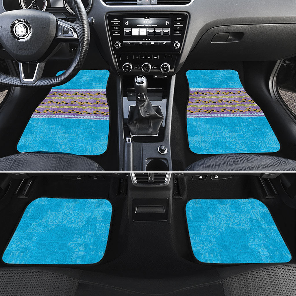 Hawaii Humuhumu Fish Maile Pikake Lei Car Mats Tribal Tapa Blue Version