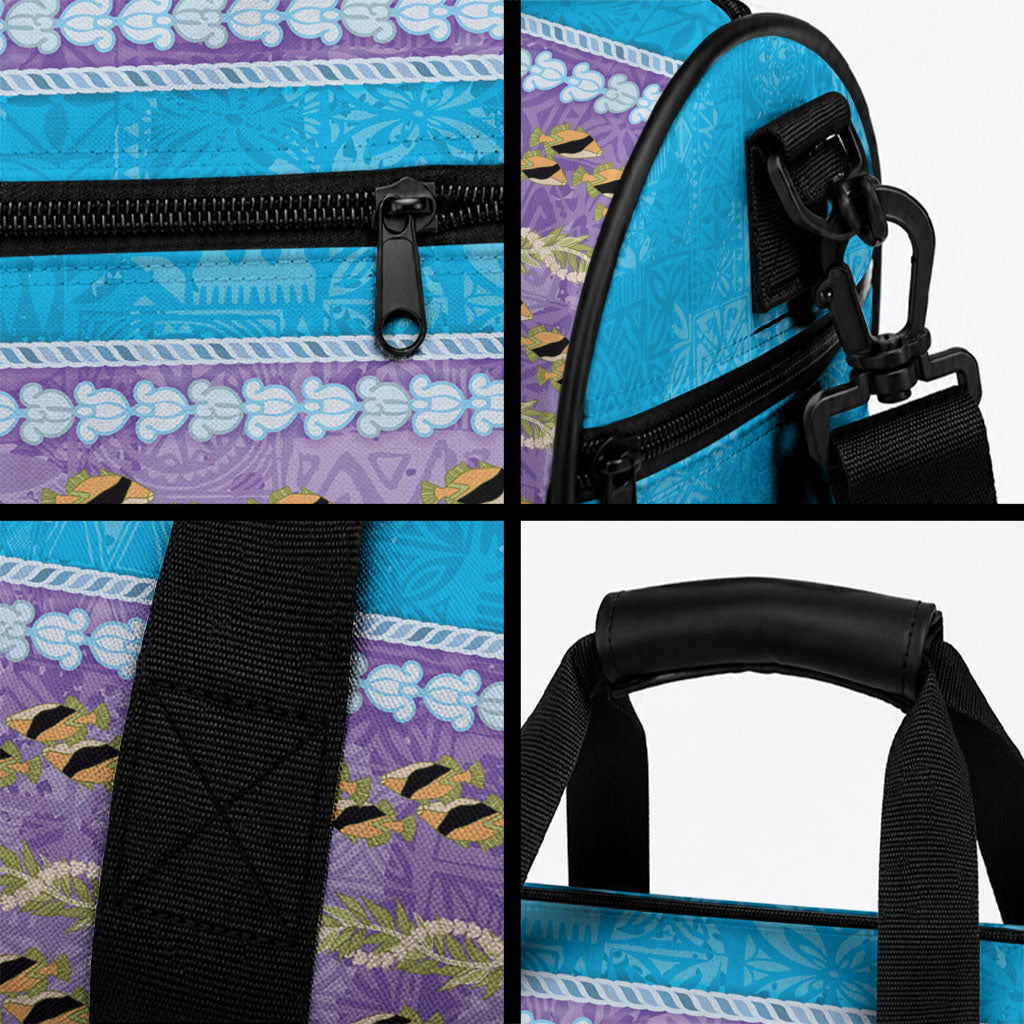 Hawaii Humuhumu Fish Maile Pikake Lei Duffle Bag Tribal Tapa Blue Version LT05 - Polynesian Pride