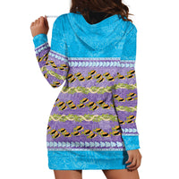 Hawaii Humuhumu Fish Maile Pikake Lei Hoodie Dress Tribal Tapa Blue Version