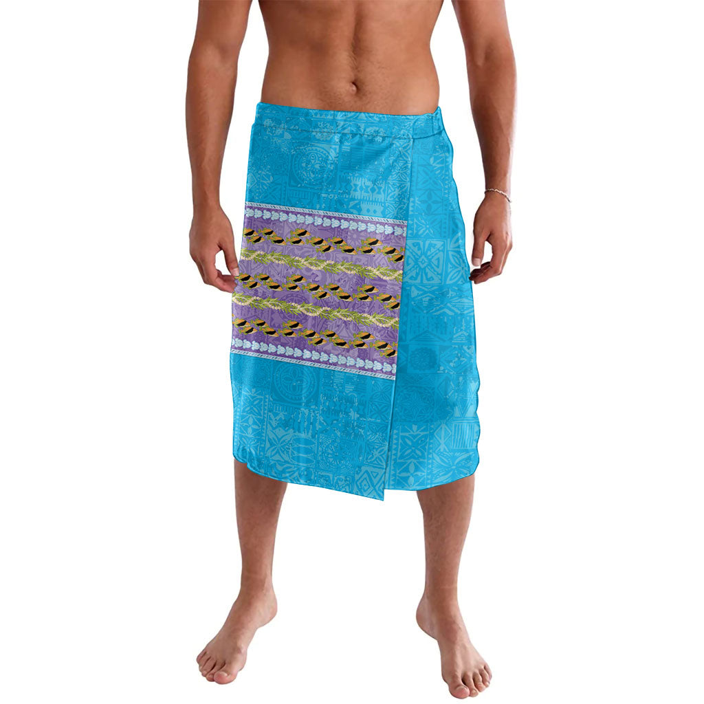 Hawaii Humuhumu Fish Maile Pikake Lei Lavalava Tribal Tapa Blue Version
