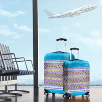 Hawaii Humuhumu Fish Maile Pikake Lei Luggage Cover Tribal Tapa Blue Version