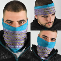 Hawaii Humuhumu Fish Maile Pikake Lei Neck Gaiter Tribal Tapa Blue Version