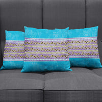 Hawaii Humuhumu Fish Maile Pikake Lei Pillow Cover Tribal Tapa Blue Version