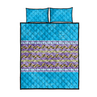 Hawaii Humuhumu Fish Maile Pikake Lei Quilt Bed Set Tribal Tapa Blue Version
