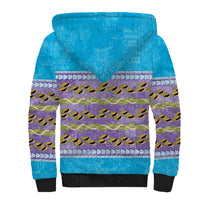 Hawaii Humuhumu Fish Maile Pikake Lei Sherpa Hoodie Tribal Tapa Blue Version