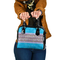 Hawaii Humuhumu Fish Maile Pikake Lei Shoulder Handbag Tribal Tapa Blue Version