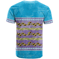 Hawaii Humuhumu Fish Maile Pikake Lei T Shirt Tribal Tapa Blue Version
