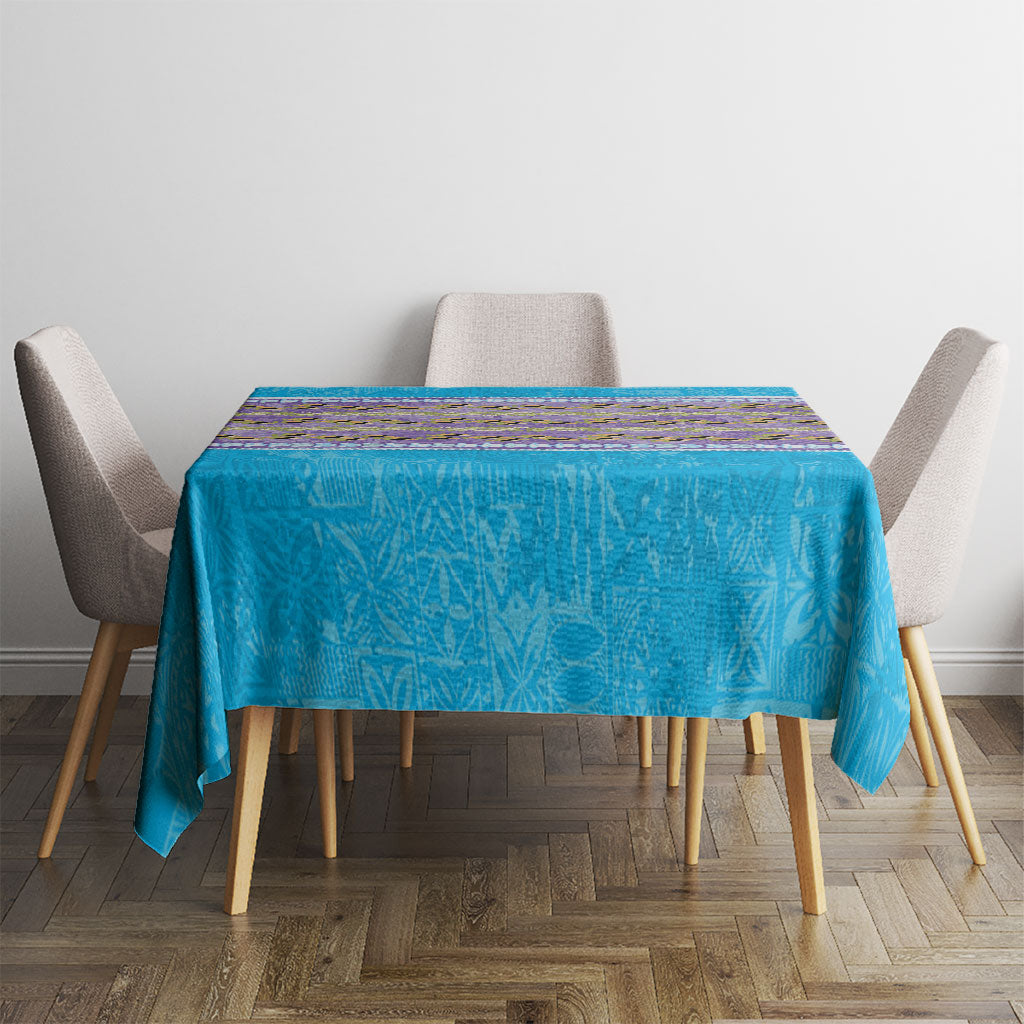 Hawaii Humuhumu Fish Maile Pikake Lei Tablecloth Tribal Tapa Blue Version