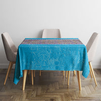 Hawaii Humuhumu Fish Maile Pikake Lei Tablecloth Tribal Tapa Blue Version