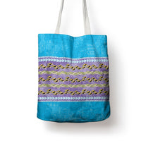 Hawaii Humuhumu Fish Maile Pikake Lei Tote Bag Tribal Tapa Blue Version