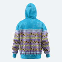 Hawaii Humuhumu Fish Maile Pikake Lei Zip Hoodie Tribal Tapa Blue Version