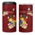 Personalised Tonga 4 in 1 Can Cooler Tumbler Coat Of Arms Plumeria With Ngatu Pattern