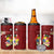 Personalised Tonga 4 in 1 Can Cooler Tumbler Coat Of Arms Plumeria With Ngatu Pattern