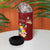 Personalised Tonga 4 in 1 Can Cooler Tumbler Coat Of Arms Plumeria With Ngatu Pattern