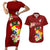 Personalized Tonga Couples Matching Short Sleeve Bodycon Dress and Hawaiian Shirt Coat Of Arms Plumeria With Ngatu Pattern LT05 Red - Polynesian Pride