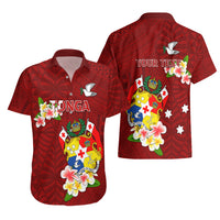 Personalized Tonga Hawaiian Shirt Coat Of Arms Plumeria With Ngatu Pattern LT05 - Polynesian Pride
