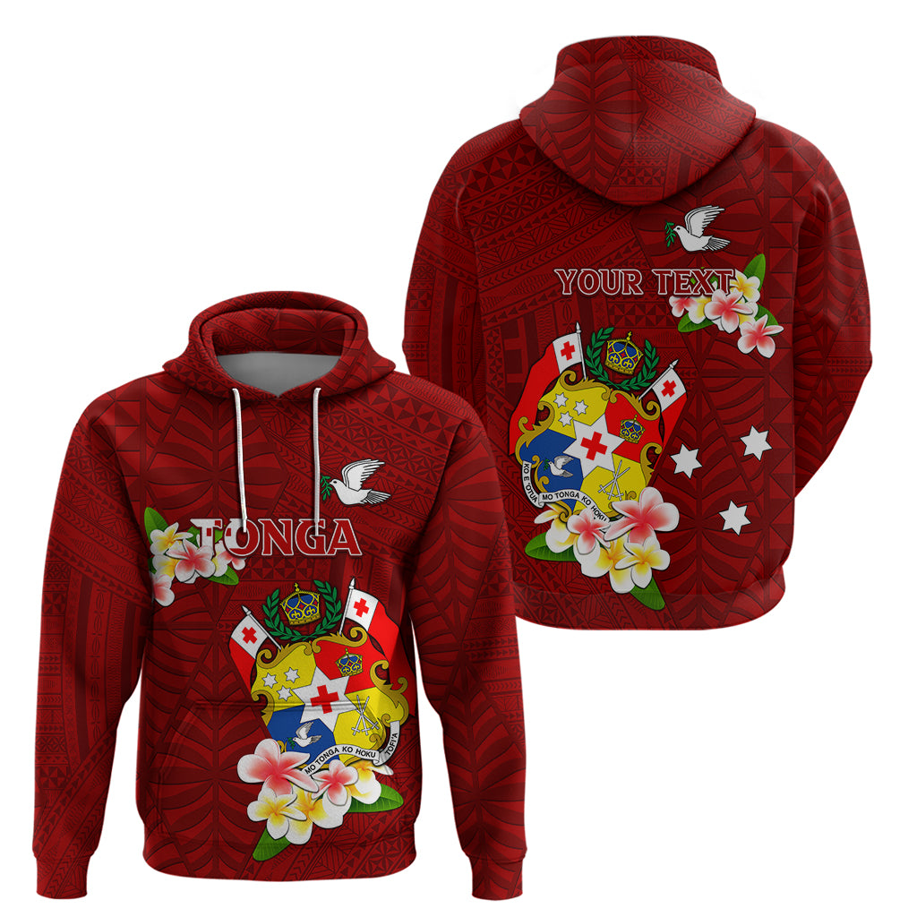 Personalized Tonga Hoodie Coat Of Arms Plumeria With Ngatu Pattern LT05 - Polynesian Pride