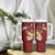 Personalised Tonga Tumbler With Handle Coat Of Arms Plumeria With Ngatu Pattern