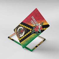 Happy Vanuatu Constitution Day Canvas Wall Art Flag Style With Sand Drawing Pattern