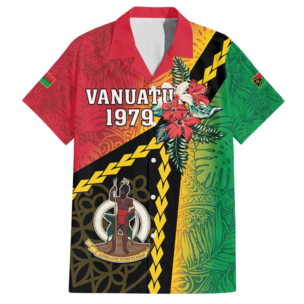 Happy Vanuatu Constitution Day Family Matching Off Shoulder Maxi Dress and Hawaiian Shirt Flag Style With Sand Drawing Pattern LT05 Dad's Shirt - Short Sleeve Red - Polynesian Pride