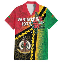Happy Vanuatu Constitution Day Family Matching Off Shoulder Maxi Dress and Hawaiian Shirt Flag Style With Sand Drawing Pattern LT05 Dad's Shirt - Short Sleeve Red - Polynesian Pride