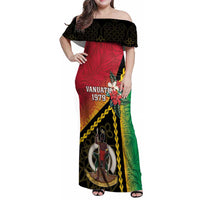 Happy Vanuatu Constitution Day Family Matching Off Shoulder Maxi Dress and Hawaiian Shirt Flag Style With Sand Drawing Pattern LT05 Mom's Dress Red - Polynesian Pride